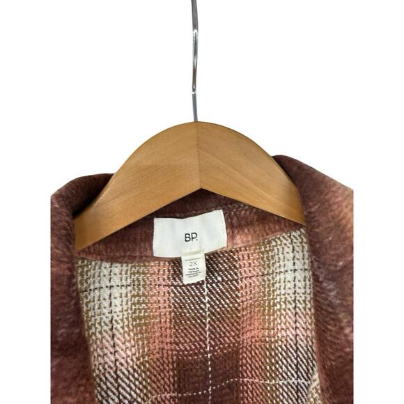 BP Brass Plum Orange Red Plaid Jacket Shacket Fall Layer Womens 2XL - Picture 2 of 6